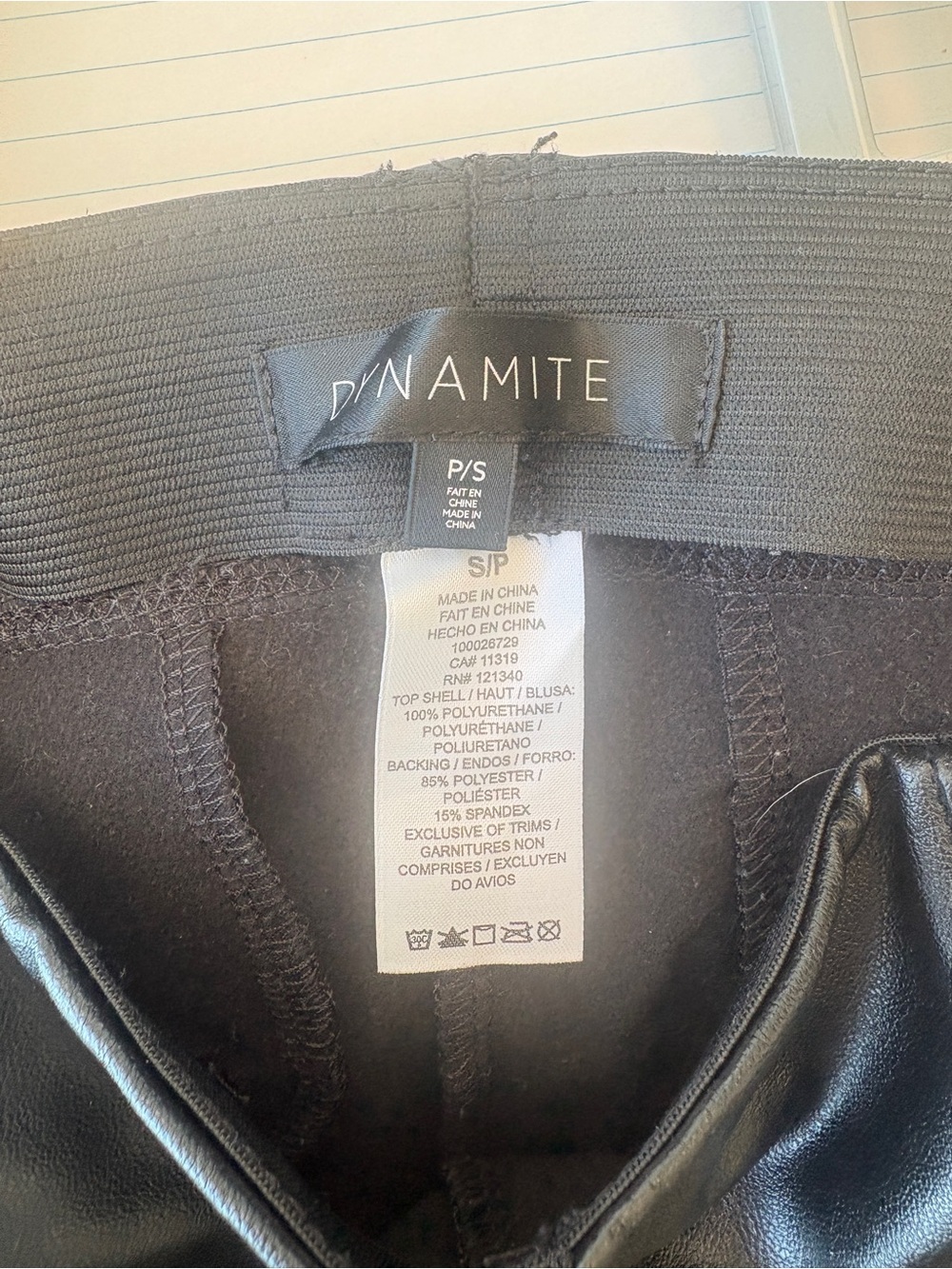 Dynamite Black Faux Leather Pant with Elastic Waist